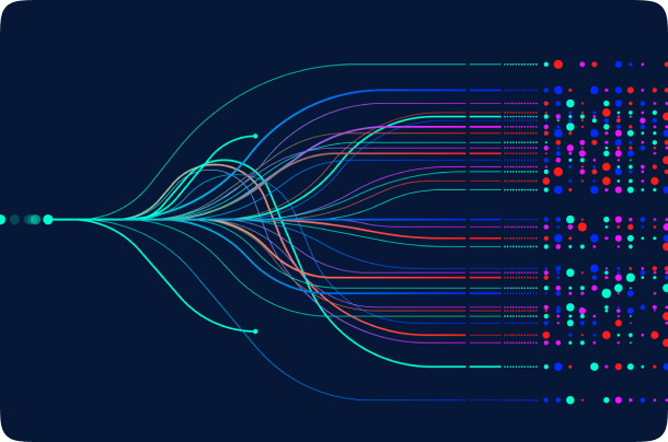 abstract visual showing insight-driven actions through divergent lines