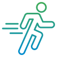 line art showing a running person