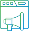 line art of a loudspeaker depicting sales and marketing effectiveness