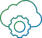 line art showing a cloud and a cogwheel