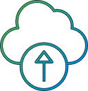 line art showing a cloud and an upward pointing arrow