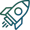 line art of a rocket representing accelerated time-to-value